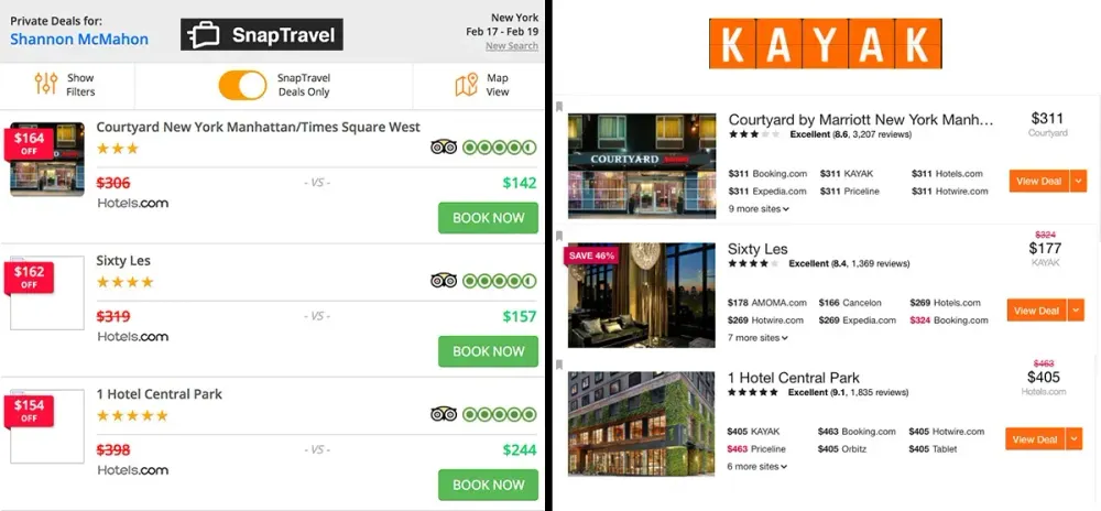 NY snap vs kayak